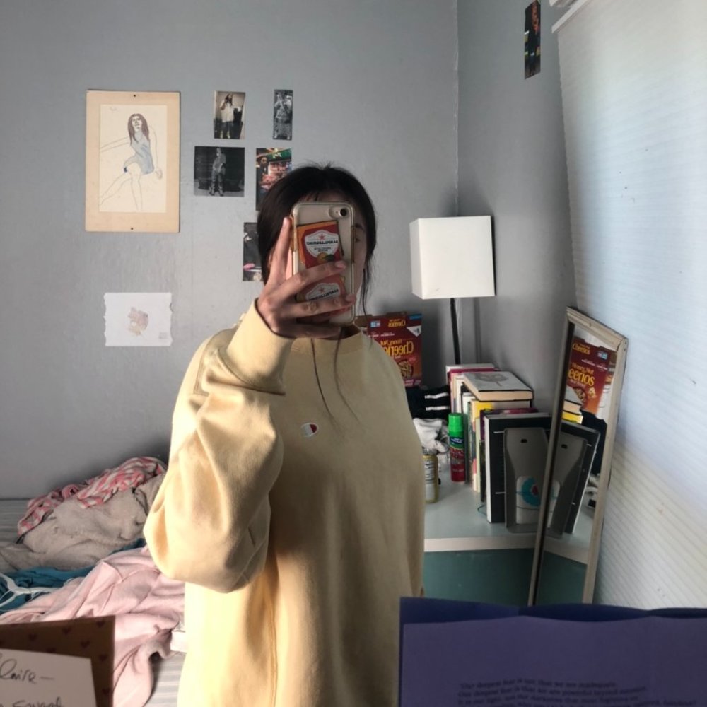 Light Pale Yellow/Cream Champion Sweatshirt
